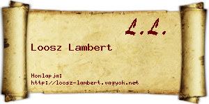 Loosz Lambert névjegykártya
